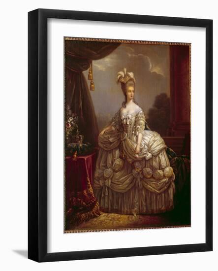 Portrait of Marie Antoinette by Lorraine Habsburg (1755-1793) Queen of France Painting by Marie Eli-Elisabeth Louise Vigee-LeBrun-Framed Giclee Print