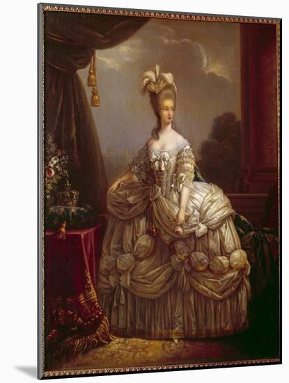Portrait of Marie Antoinette by Lorraine Habsburg (1755-1793) Queen of France Painting by Marie Eli-Elisabeth Louise Vigee-LeBrun-Mounted Giclee Print