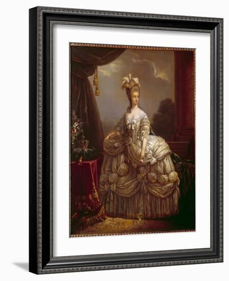 Portrait of Marie Antoinette by Lorraine Habsburg (1755-1793) Queen of France Painting by Marie Eli-Elisabeth Louise Vigee-LeBrun-Framed Giclee Print