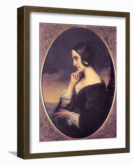 Portrait of Marie D?Agoult (1805-187), 1843-Henri Lehmann-Framed Giclee Print