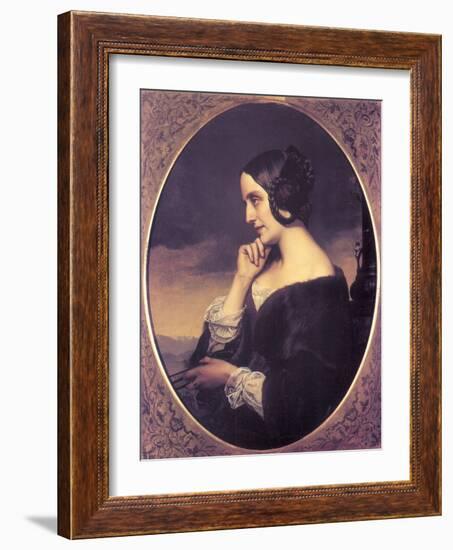 Portrait of Marie D?Agoult (1805-187), 1843-Henri Lehmann-Framed Giclee Print