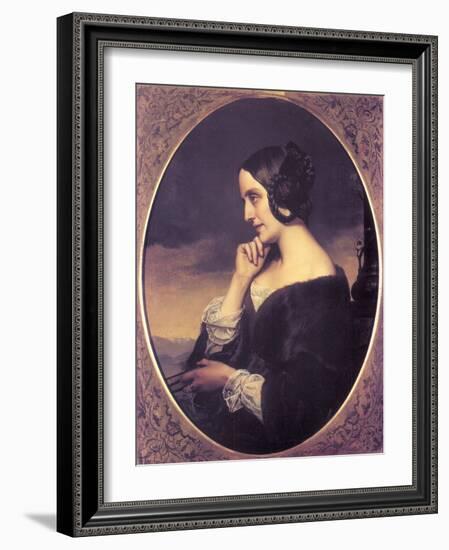 Portrait of Marie D?Agoult (1805-187), 1843-Henri Lehmann-Framed Giclee Print