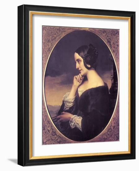 Portrait of Marie D?Agoult (1805-187), 1843-Henri Lehmann-Framed Giclee Print
