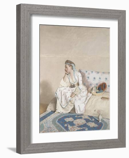 Portrait of Marie Fargues, Wife of the Artist in Turkish Costume, 1756-58 (Pastel on Parchment)-Jean-Etienne Liotard-Framed Giclee Print