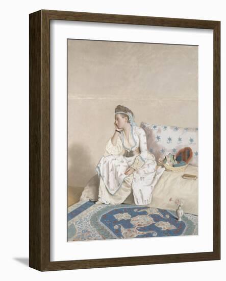 Portrait of Marie Fargues, Wife of the Artist in Turkish Costume, 1756-58 (Pastel on Parchment)-Jean-Etienne Liotard-Framed Giclee Print