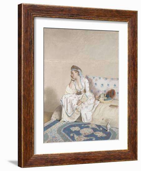 Portrait of Marie Fargues, Wife of the Artist in Turkish Costume, 1756-58 (Pastel on Parchment)-Jean-Etienne Liotard-Framed Giclee Print