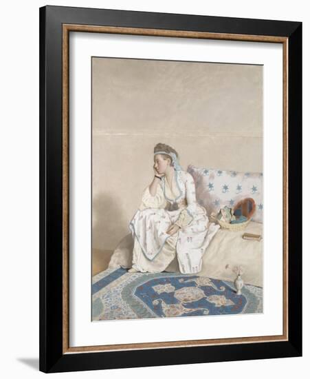 Portrait of Marie Fargues, Wife of the Artist in Turkish Costume, 1756-58 (Pastel on Parchment)-Jean-Etienne Liotard-Framed Giclee Print