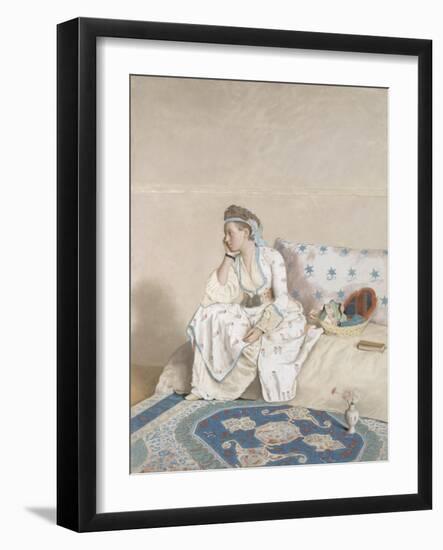 Portrait of Marie Fargues, Wife of the Artist in Turkish Costume, 1756-58 (Pastel on Parchment)-Jean-Etienne Liotard-Framed Giclee Print