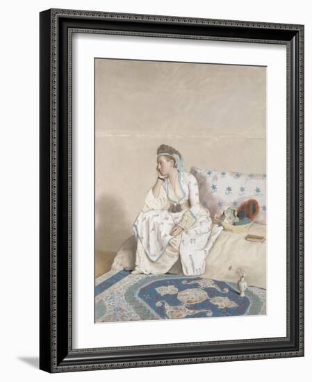 Portrait of Marie Fargues, Wife of the Artist in Turkish Costume, 1756-58 (Pastel on Parchment)-Jean-Etienne Liotard-Framed Giclee Print