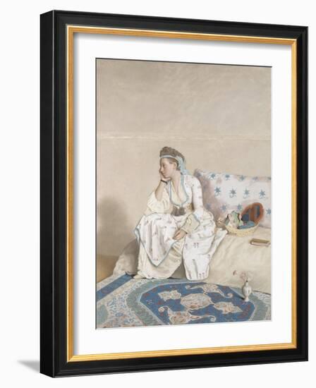 Portrait of Marie Fargues, Wife of the Artist in Turkish Costume, 1756-58 (Pastel on Parchment)-Jean-Etienne Liotard-Framed Giclee Print