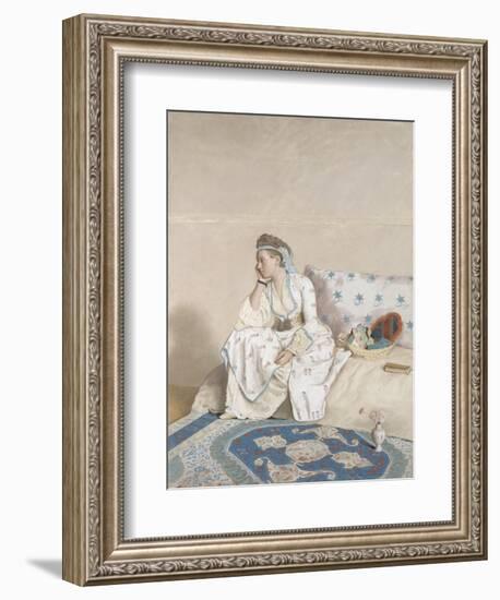 Portrait of Marie Fargues, Wife of the Artist in Turkish Costume, 1756-58 (Pastel on Parchment)-Jean-Etienne Liotard-Framed Giclee Print