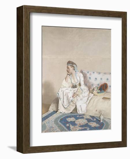 Portrait of Marie Fargues, Wife of the Artist in Turkish Costume, 1756-58 (Pastel on Parchment)-Jean-Etienne Liotard-Framed Giclee Print