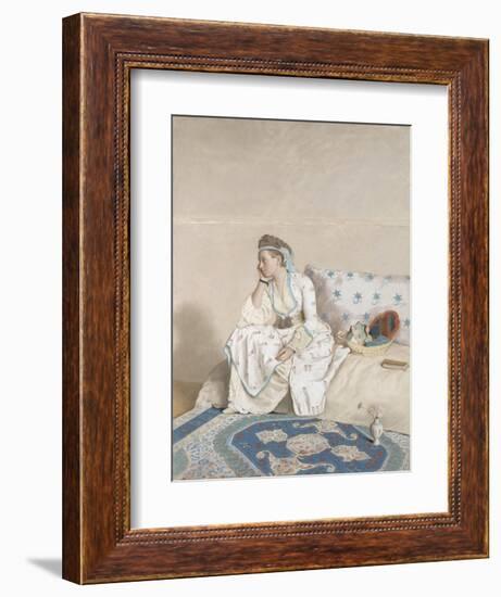 Portrait of Marie Fargues, Wife of the Artist in Turkish Costume, 1756-58 (Pastel on Parchment)-Jean-Etienne Liotard-Framed Giclee Print