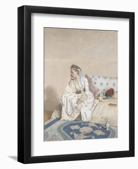 Portrait of Marie Fargues, Wife of the Artist in Turkish Costume, 1756-58 (Pastel on Parchment)-Jean-Etienne Liotard-Framed Giclee Print