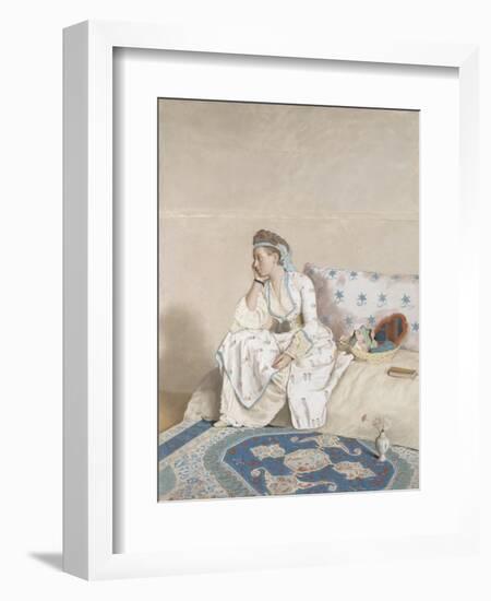 Portrait of Marie Fargues, Wife of the Artist in Turkish Costume, 1756-58 (Pastel on Parchment)-Jean-Etienne Liotard-Framed Giclee Print