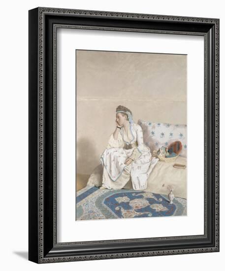 Portrait of Marie Fargues, Wife of the Artist in Turkish Costume, 1756-58 (Pastel on Parchment)-Jean-Etienne Liotard-Framed Giclee Print