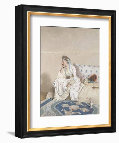 Portrait of Marie Fargues, Wife of the Artist in Turkish Costume, 1756-58 (Pastel on Parchment)-Jean-Etienne Liotard-Framed Giclee Print