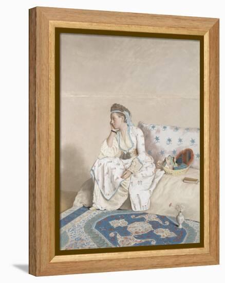 Portrait of Marie Fargues, Wife of the Artist in Turkish Costume, 1756-58 (Pastel on Parchment)-Jean-Etienne Liotard-Framed Premier Image Canvas