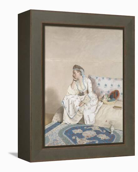 Portrait of Marie Fargues, Wife of the Artist in Turkish Costume, 1756-58 (Pastel on Parchment)-Jean-Etienne Liotard-Framed Premier Image Canvas