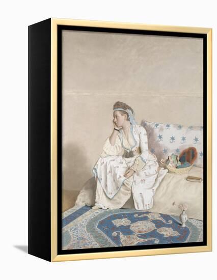Portrait of Marie Fargues, Wife of the Artist in Turkish Costume, 1756-58 (Pastel on Parchment)-Jean-Etienne Liotard-Framed Premier Image Canvas