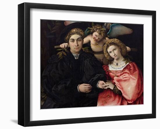 Portrait of Marsilio Cassotti and His Bride Faustina - Lotto, Lorenzo (1480-1556) - 1523 - Oil on W-Lorenzo Lotto-Framed Giclee Print