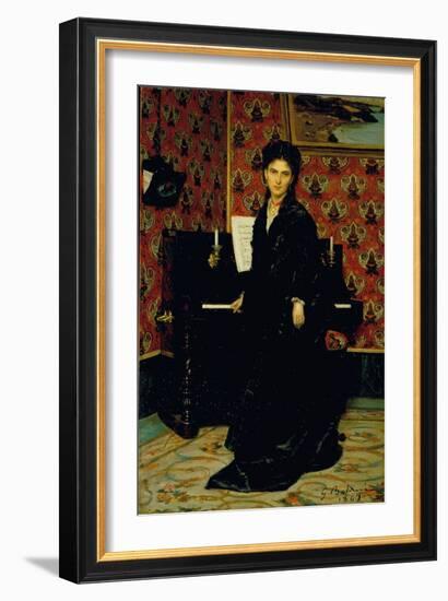 Portrait of Mary Donegani Par Boldini, Giovanni (1842-1931). Oil on Wood, Size : 40X25, 1869, Istit-Giovanni Boldini-Framed Giclee Print