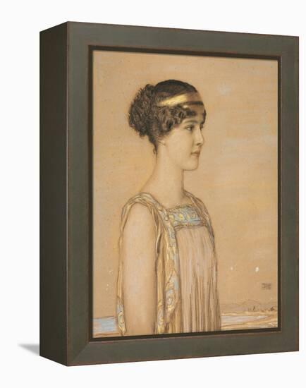 Portrait of Mary in Greek Costume, 1910 (Pencil and Chalk on Cardboard)-Franz von Stuck-Framed Premier Image Canvas