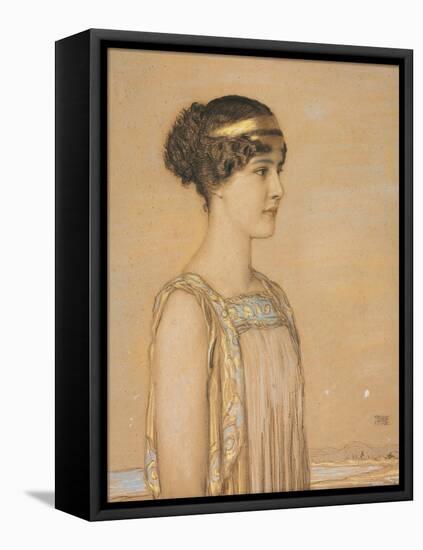 Portrait of Mary in Greek Costume, 1910 (Pencil and Chalk on Cardboard)-Franz von Stuck-Framed Premier Image Canvas