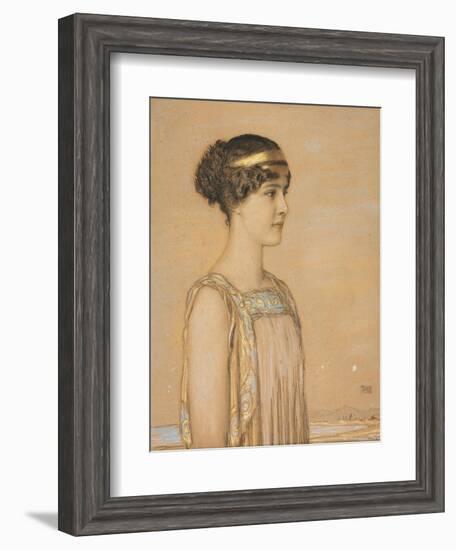 Portrait of Mary in Greek Costume, 1910 (Pencil and Chalk on Cardboard)-Franz von Stuck-Framed Giclee Print