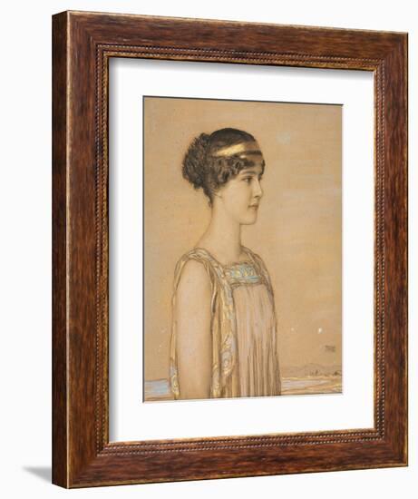 Portrait of Mary in Greek Costume, 1910 (Pencil and Chalk on Cardboard)-Franz von Stuck-Framed Giclee Print