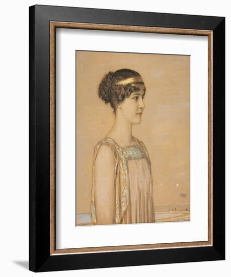 Portrait of Mary in Greek Costume, 1910 (Pencil and Chalk on Cardboard)-Franz von Stuck-Framed Giclee Print