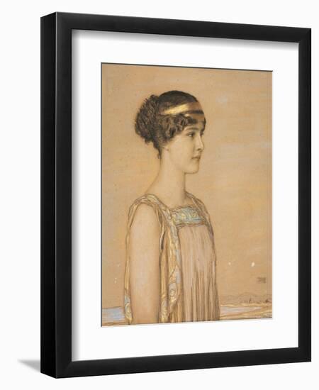 Portrait of Mary in Greek Costume, 1910 (Pencil and Chalk on Cardboard)-Franz von Stuck-Framed Giclee Print