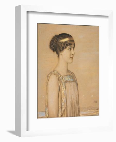 Portrait of Mary in Greek Costume, 1910 (Pencil and Chalk on Cardboard)-Franz von Stuck-Framed Giclee Print
