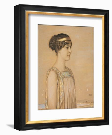 Portrait of Mary in Greek Costume, 1910 (Pencil and Chalk on Cardboard)-Franz von Stuck-Framed Giclee Print