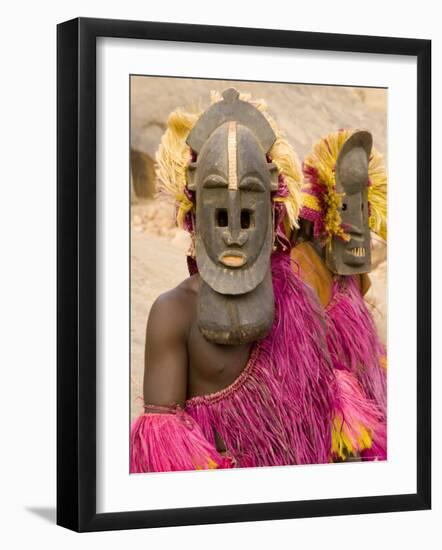 Portrait of Masked Ceremonial Dogon Dancers Near Sangha, Mali, West Africa-Gavin Hellier-Framed Photographic Print