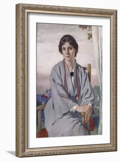 Portrait of May Aimee Smith, 1918 (Oil on Panel)-Adolphe Valette-Framed Giclee Print