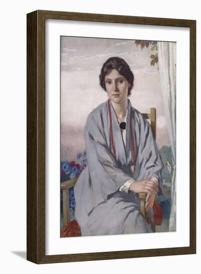 Portrait of May Aimee Smith, 1918 (Oil on Panel)-Adolphe Valette-Framed Giclee Print