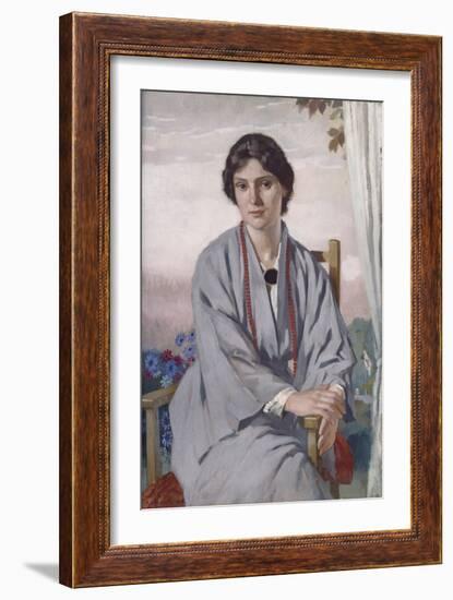 Portrait of May Aimee Smith, 1918 (Oil on Panel)-Adolphe Valette-Framed Giclee Print