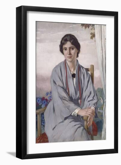 Portrait of May Aimee Smith, 1918 (Oil on Panel)-Adolphe Valette-Framed Giclee Print