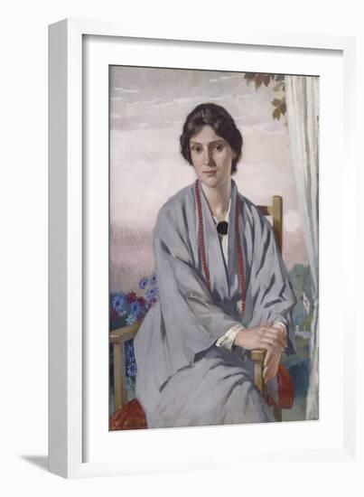 Portrait of May Aimee Smith, 1918 (Oil on Panel)-Adolphe Valette-Framed Giclee Print