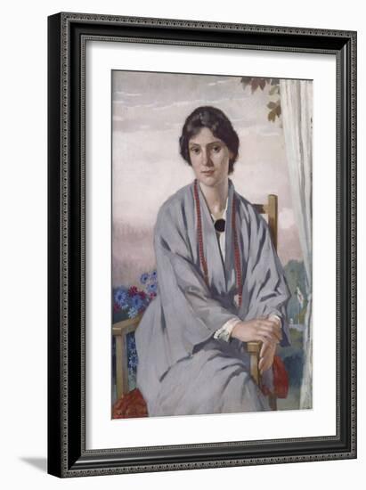 Portrait of May Aimee Smith, 1918 (Oil on Panel)-Adolphe Valette-Framed Giclee Print