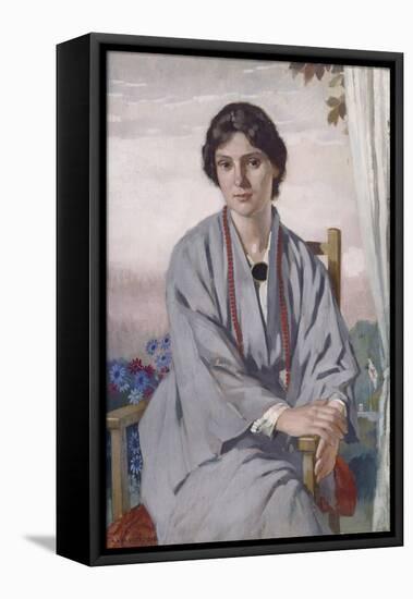 Portrait of May Aimee Smith, 1918 (Oil on Panel)-Adolphe Valette-Framed Premier Image Canvas