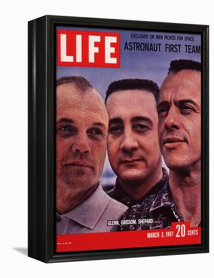 Portrait of Mercury Astronauts John Glenn, Gus Grissom and Alan Shepard, March 3, 1961-Ralph Morse-Framed Premier Image Canvas