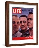 Portrait of Mercury Astronauts John Glenn, Gus Grissom and Alan Shepard, March 3, 1961-Ralph Morse-Framed Photographic Print