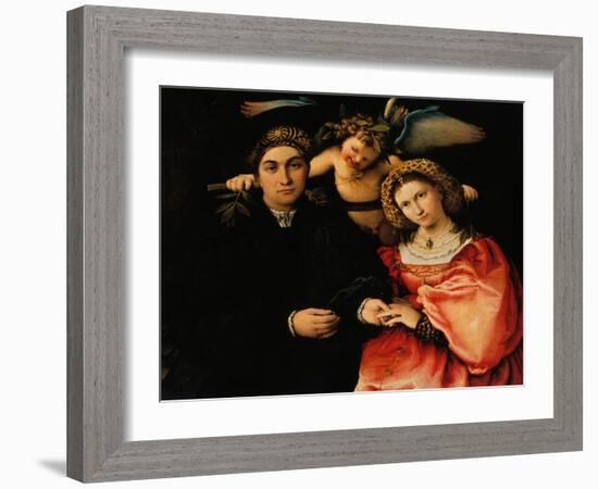 Portrait of Messer Marsilio and His Wife-Lorenzo Lotto-Framed Giclee Print