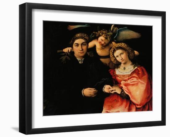 Portrait of Messer Marsilio and His Wife-Lorenzo Lotto-Framed Giclee Print