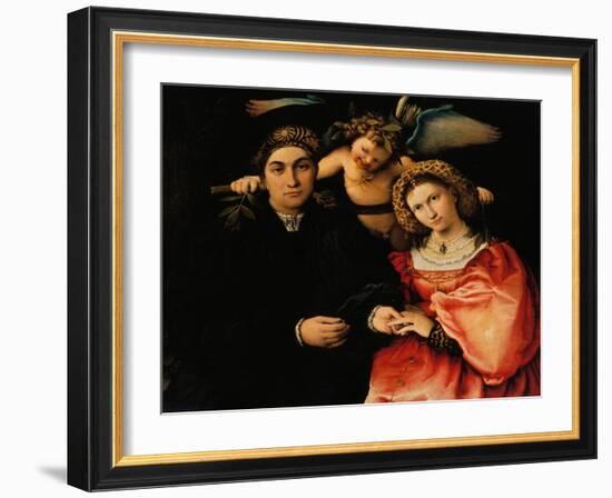 Portrait of Messer Marsilio and His Wife-Lorenzo Lotto-Framed Giclee Print