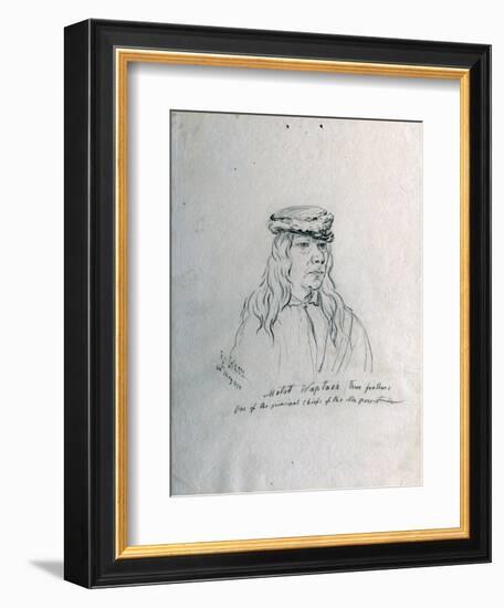 Portrait of Metad Waptass (Three Feathers) One of the Principal Chiefs of the Nez Perces-Gustav Sohon-Framed Giclee Print