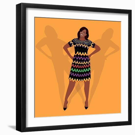 Portrait of Michelle Obama-Claire Huntley-Framed Giclee Print