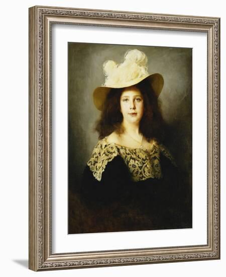 Portrait of Mici Lukacs, Aged 10, Wearing a Dark Blue Dress with Lace Collar, 1897-Philip Alexius De Laszlo-Framed Giclee Print